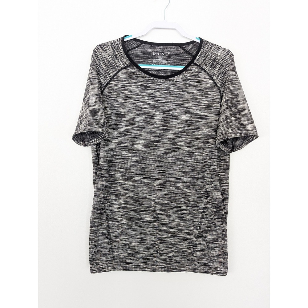 LIV Lane Bryant Activewear Shirt Womens 18/20 Black White Space Dye Short Sleeve